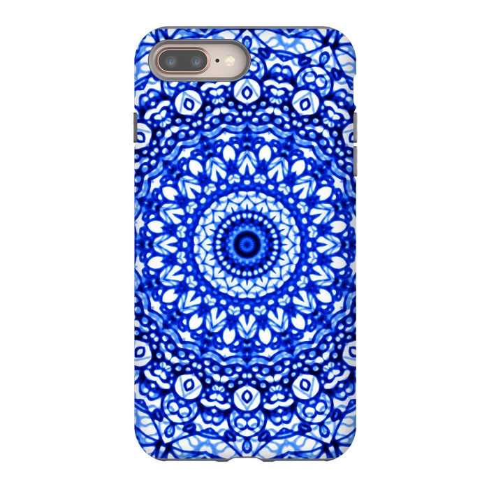 iPhone 7 plus StrongFit Blue Mandala Mehndi Style G403  by Medusa GraphicArt