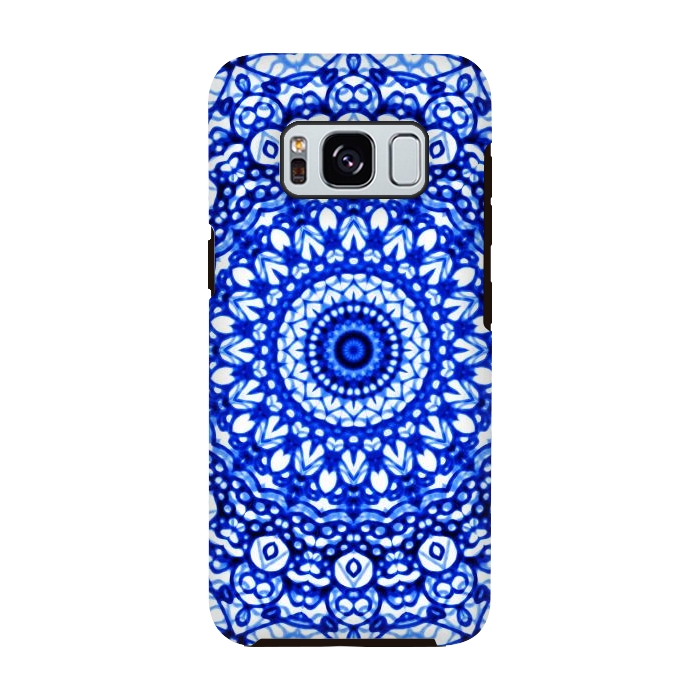 Galaxy S8 StrongFit Blue Mandala Mehndi Style G403  by Medusa GraphicArt
