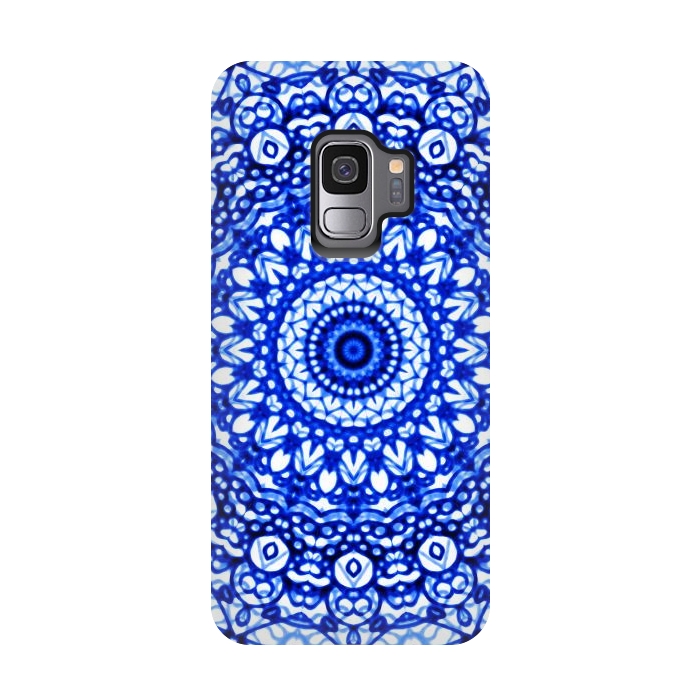 Galaxy S9 StrongFit Blue Mandala Mehndi Style G403  by Medusa GraphicArt
