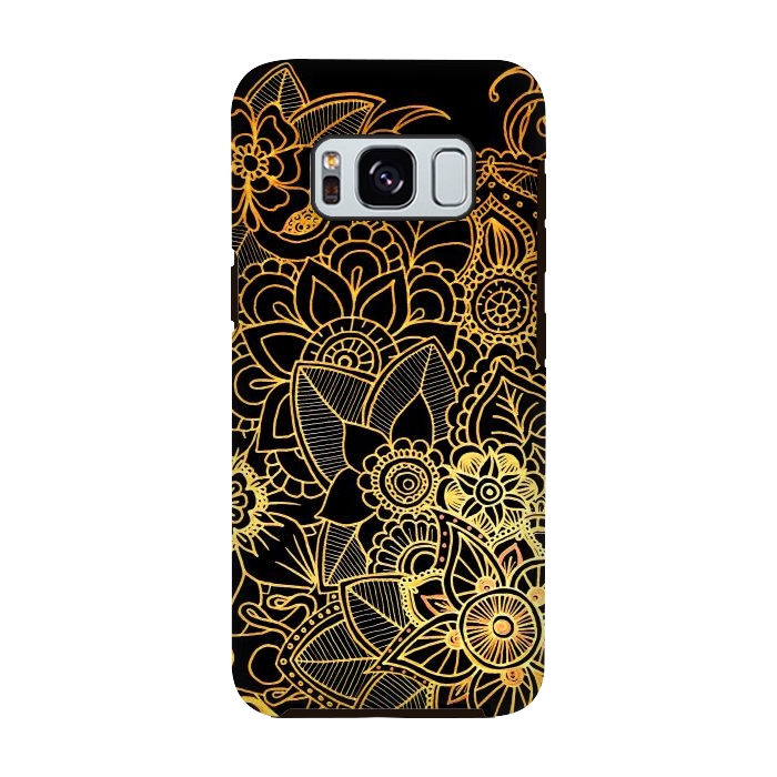 Galaxy S8 StrongFit Floral Doodle Gold G523 by Medusa GraphicArt