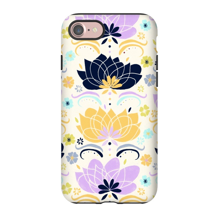 iPhone 7 StrongFit Navy & Pastel Floral  by Tigatiga