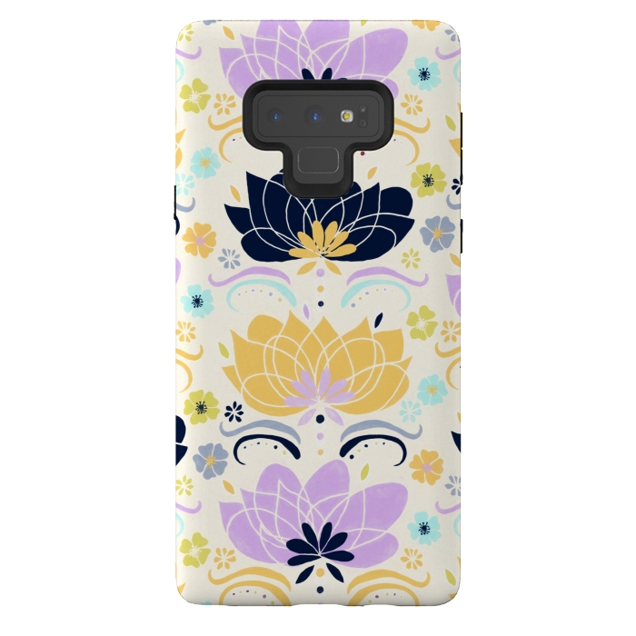 Galaxy Note 9 StrongFit Navy & Pastel Floral  by Tigatiga
