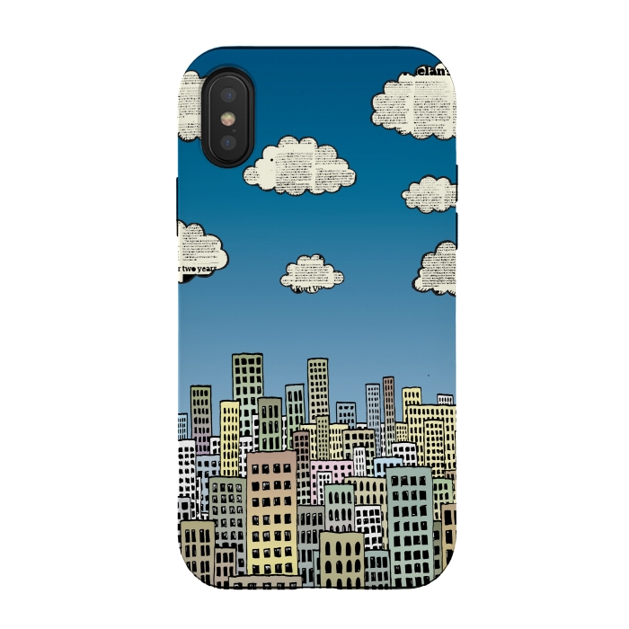 iPhone Xs / X StrongFit The city of paper clouds by Mangulica
