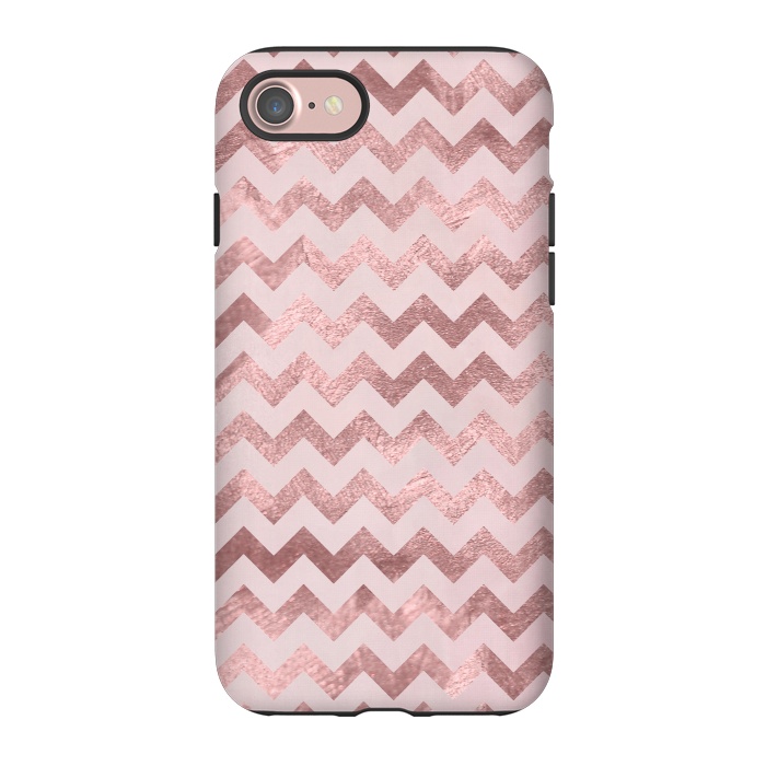 iPhone 7 StrongFit Elegant Rose Gold Chevron Stripes 2 by Andrea Haase