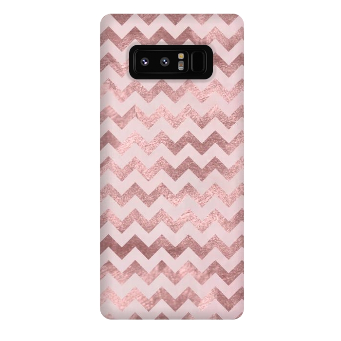 Galaxy Note 8 StrongFit Elegant Rose Gold Chevron Stripes 2 by Andrea Haase