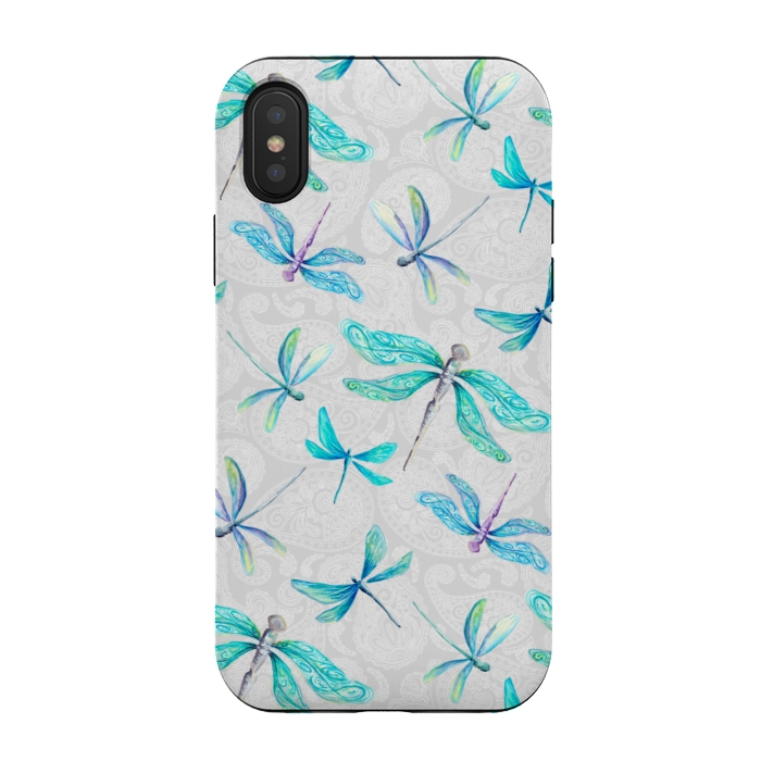 iPhone Xs / X StrongFit Dragonfly Paisley by gingerlique