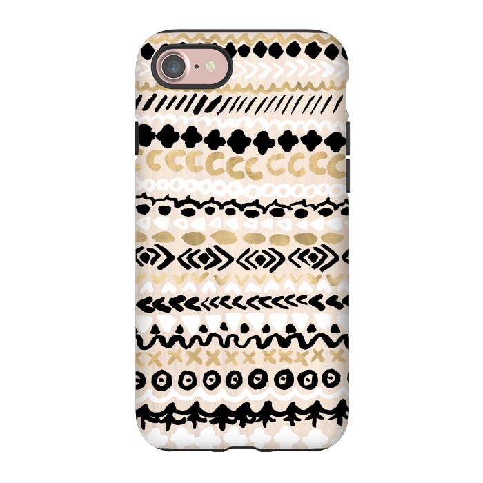 iPhone 7 StrongFit Black, White & Gold Tribal by Tangerine-Tane