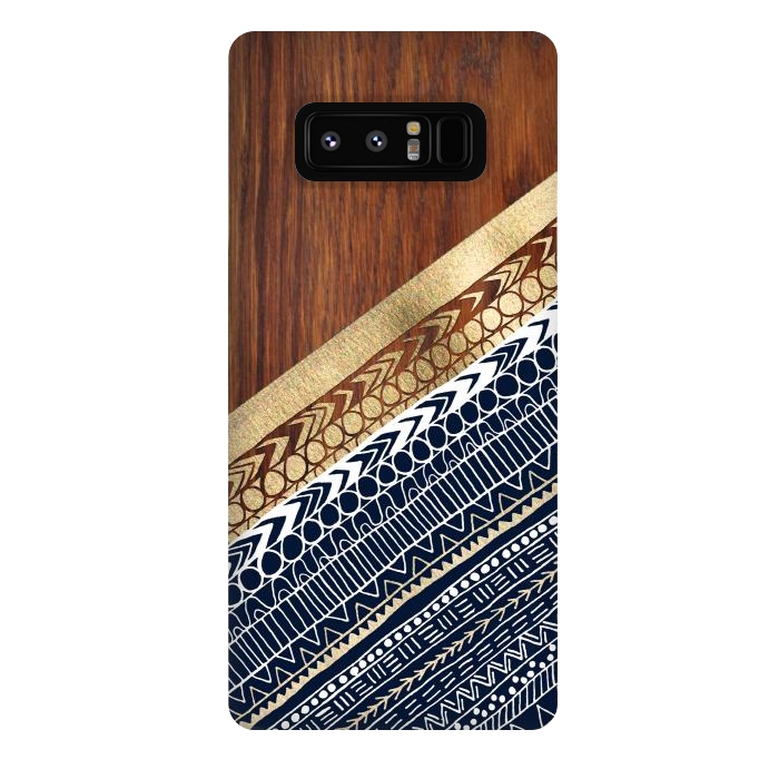 Galaxy Note 8 StrongFit Navy & Gold Tribal on Wood by Tangerine-Tane