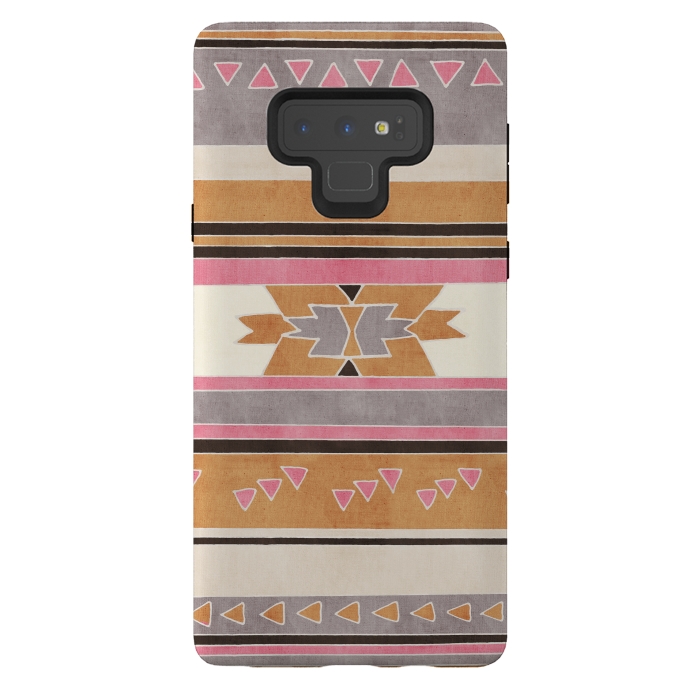 Galaxy Note 9 StrongFit Orange & Pink Aztec Tribal by Tangerine-Tane