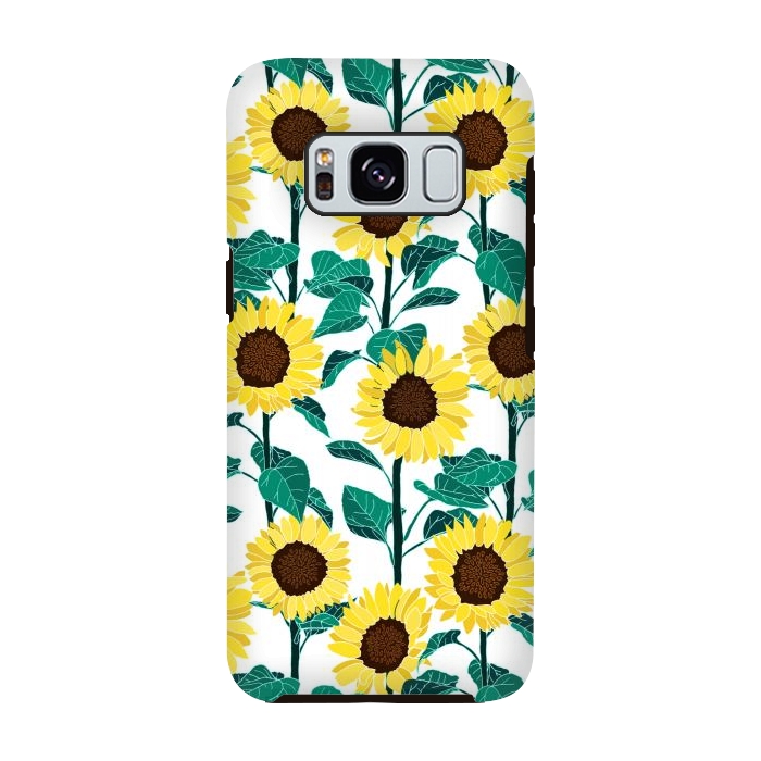 Galaxy S8 StrongFit Sunny Sunflowers - White  by Tigatiga
