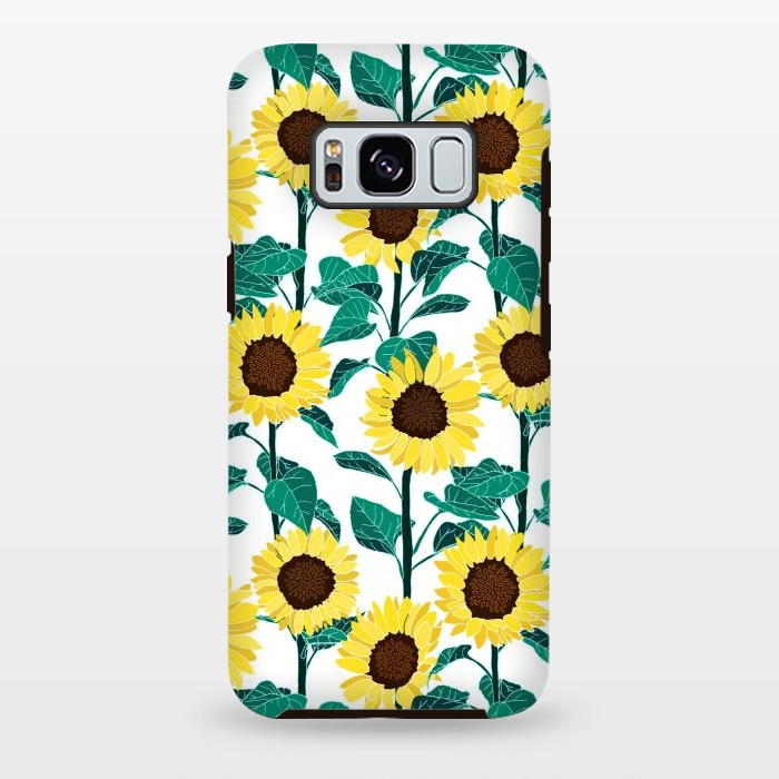 Galaxy S8 plus StrongFit Sunny Sunflowers - White  by Tigatiga