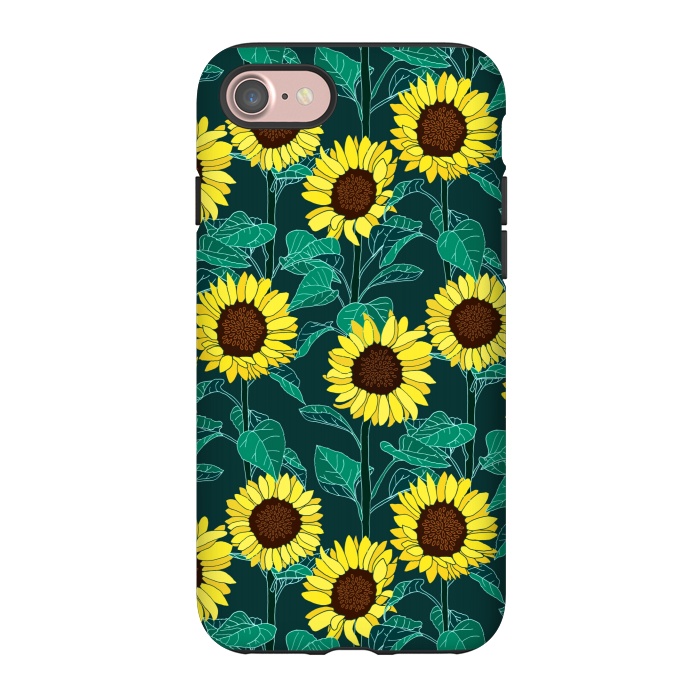 iPhone 7 StrongFit Sunny Sunflowers - Emerald  by Tigatiga