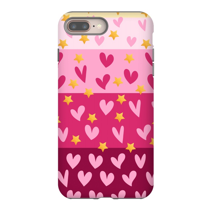 iPhone 7 plus StrongFit Pink Hearts With Stars by Rossy Villarreal