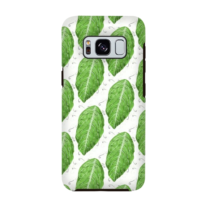 Galaxy S8 StrongFit Swirly Green Leaf Pattern by Boriana Giormova