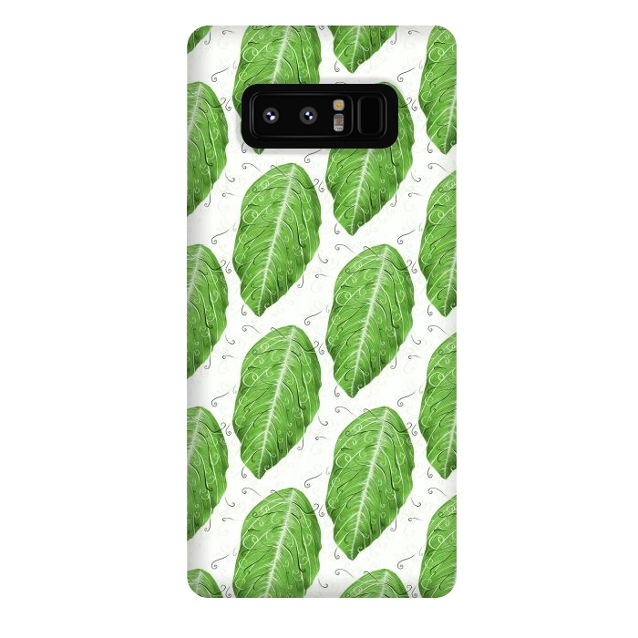 Galaxy Note 8 StrongFit Swirly Green Leaf Pattern by Boriana Giormova