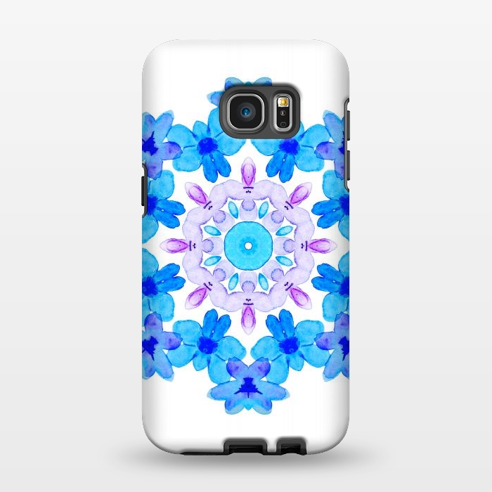 Galaxy S7 EDGE StrongFit Flower Mandala Violet Blue Watercolor Floral Art by Boriana Giormova