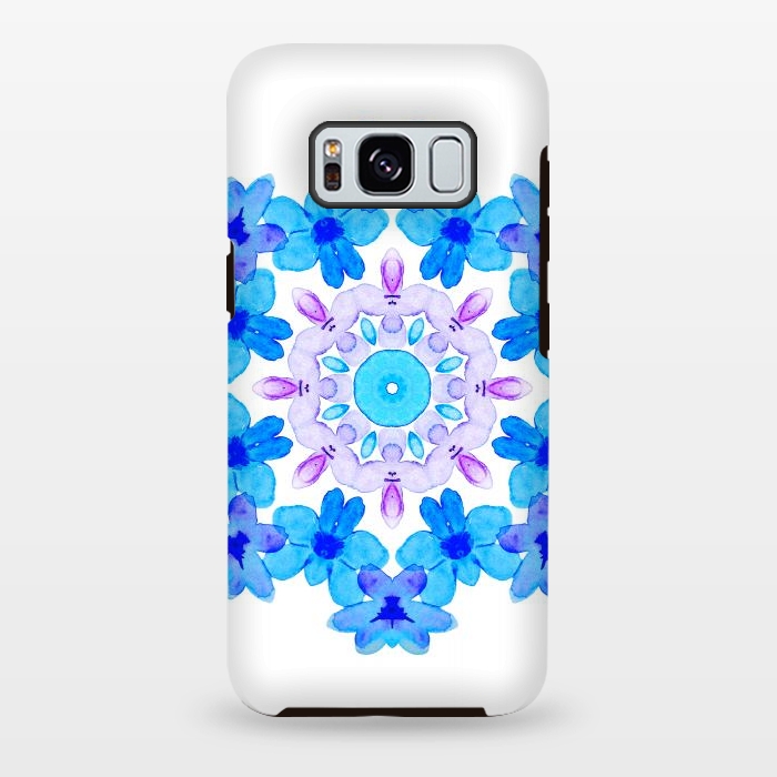 Galaxy S8 plus StrongFit Flower Mandala Violet Blue Watercolor Floral Art by Boriana Giormova