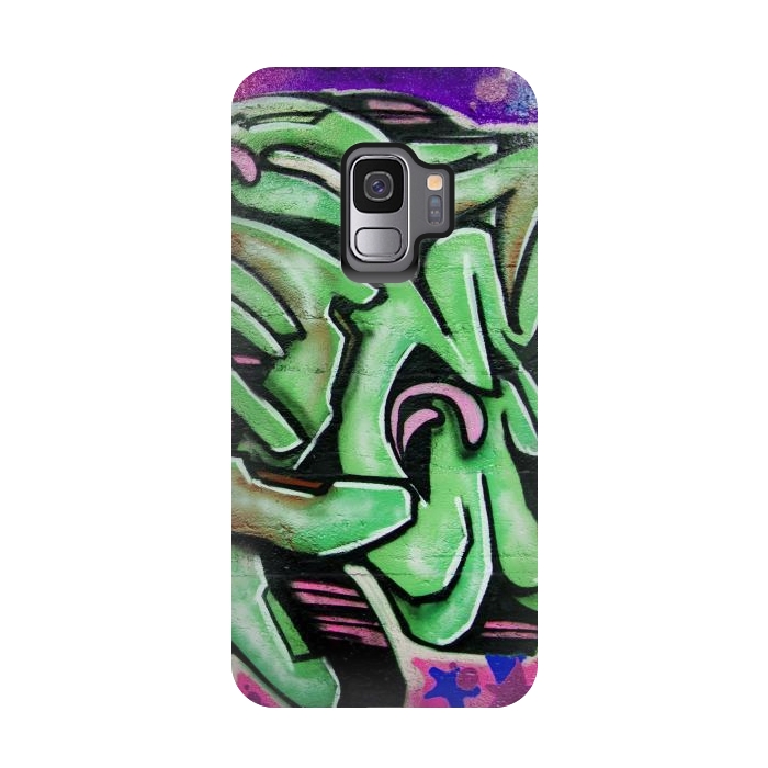 Galaxy S9 StrongFit Green Graffiti by Andrea Haase