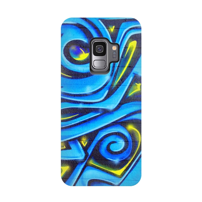 Galaxy S9 StrongFit Blue Yellow Graffiti by Andrea Haase