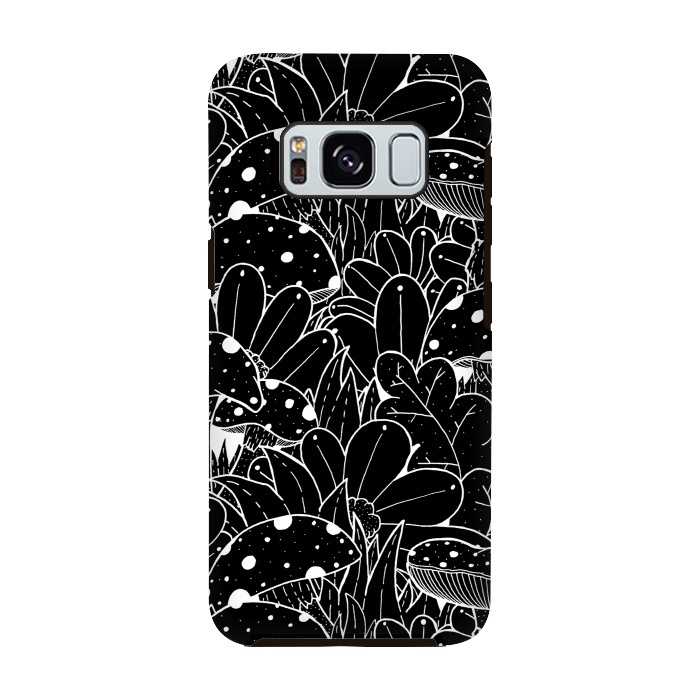 Galaxy S8 StrongFit Black and white autumn pattern by Steve Wade (Swade)