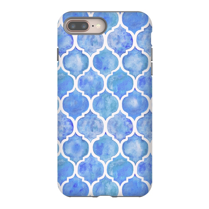 iPhone 7 plus StrongFit Cornflower Blue Textured Moroccan Pattern by Micklyn Le Feuvre