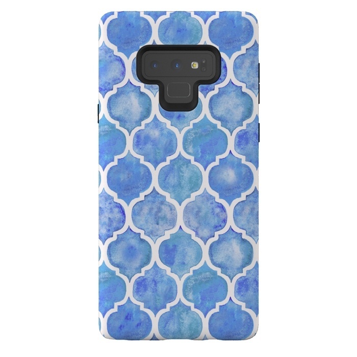 Galaxy Note 9 StrongFit Cornflower Blue Textured Moroccan Pattern by Micklyn Le Feuvre