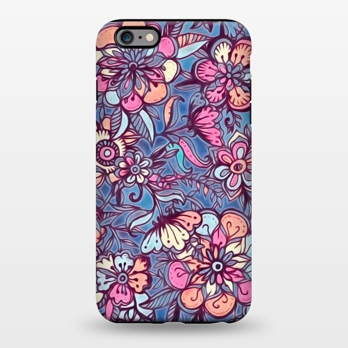 iPhone 6/6s plus StrongFit Sweet Spring Floral - soft indigo & candy pastels by Micklyn Le Feuvre