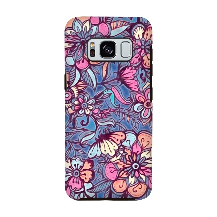 Galaxy S8 StrongFit Sweet Spring Floral - soft indigo & candy pastels by Micklyn Le Feuvre