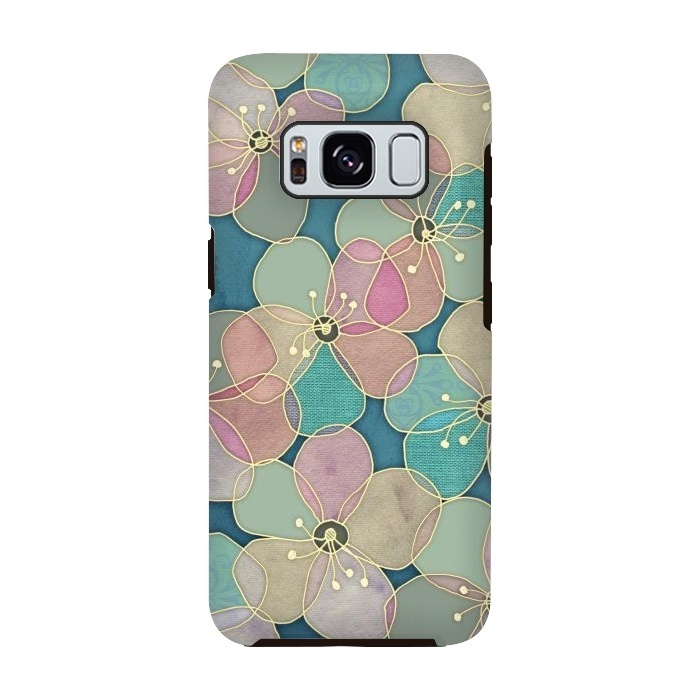 Galaxy S8 StrongFit It's Always Summer Somewhere - floral pattern on teal by Micklyn Le Feuvre