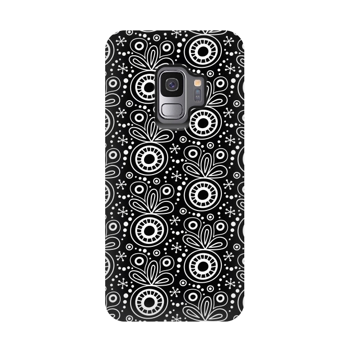 Galaxy S9 StrongFit Abstract Doodle Pattern Black by Majoih