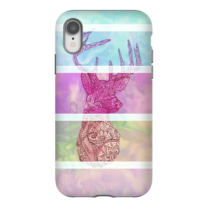iPhone Xr StrongFit Deer Vintage Stripes Paisley Photo by Girly Trend