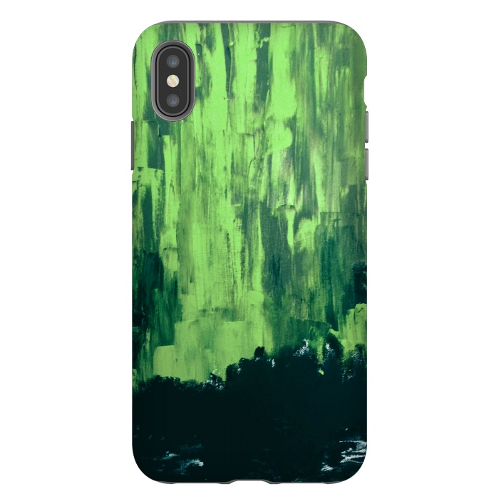 iPhone Xs Max StrongFit Lime Green Northern Lights by ANoelleJay