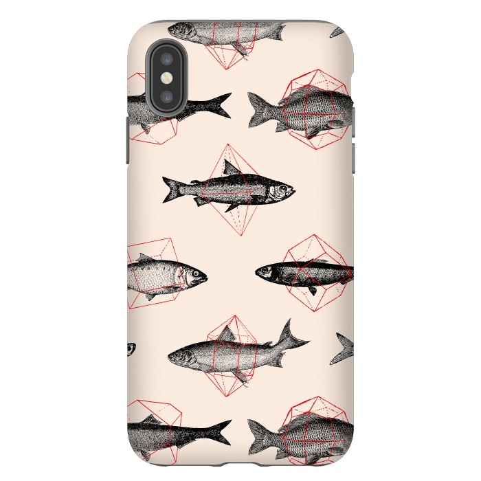 iPhone Xs Max StrongFit Fishes in Geometrics I by Florent Bodart
