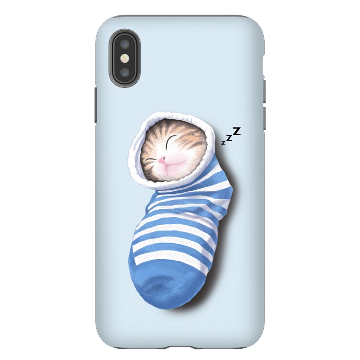 iPhone Xs Max StrongFit Cat in The Sock by Tummeow