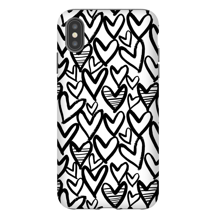 iPhone Xs Max StrongFit Black and white hearts by Laura Grant
