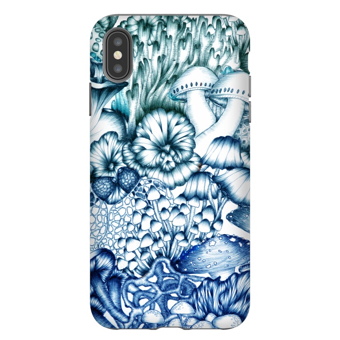 iPhone Xs Max StrongFit A Medley of Mushrooms in Blue by ECMazur 