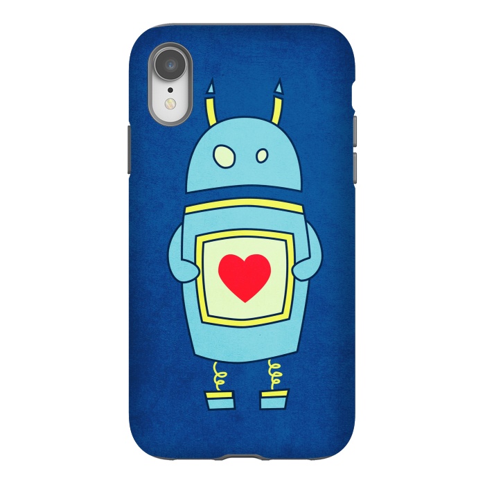 iPhone Xr StrongFit Clumsy Cute Robot With Heart by Boriana Giormova