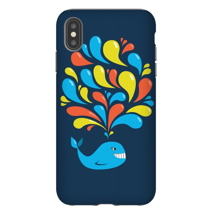 iPhone Xs Max StrongFit Cute Colorful Splash Cartoon Blue Whale by Boriana Giormova