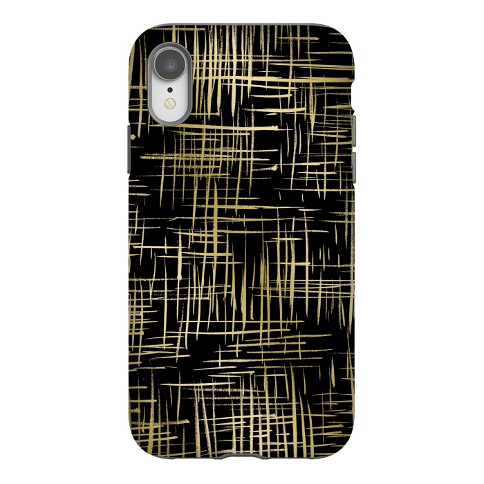 iPhone Xr StrongFit Crosshatch Black by Caitlin Workman