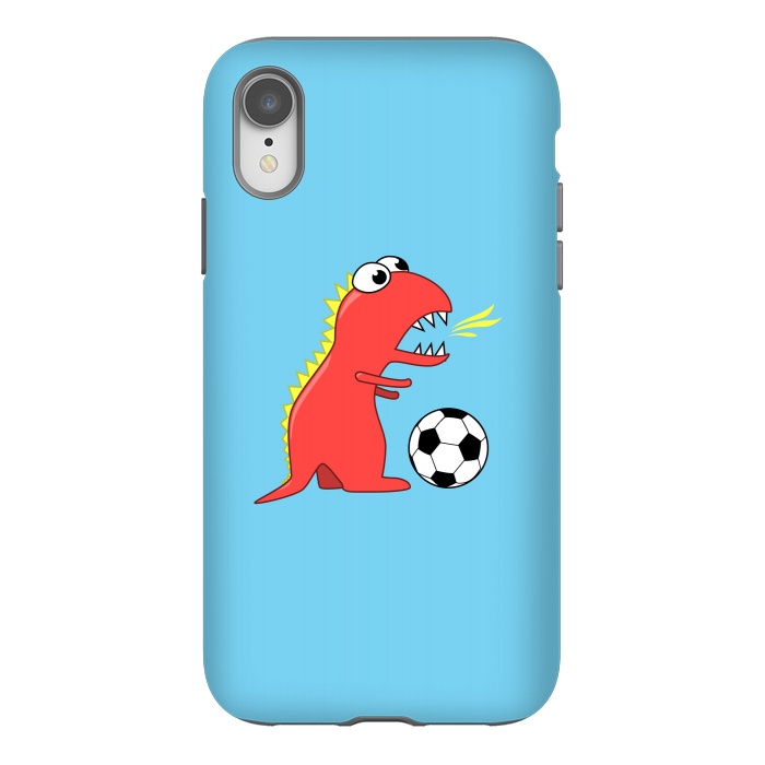 iPhone Xr StrongFit Funny Cartoon Dinosaur Soccer Player by Boriana Giormova