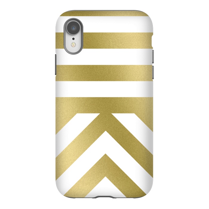 iPhone Xr StrongFit Gold Chevron Stripes by Caitlin Workman