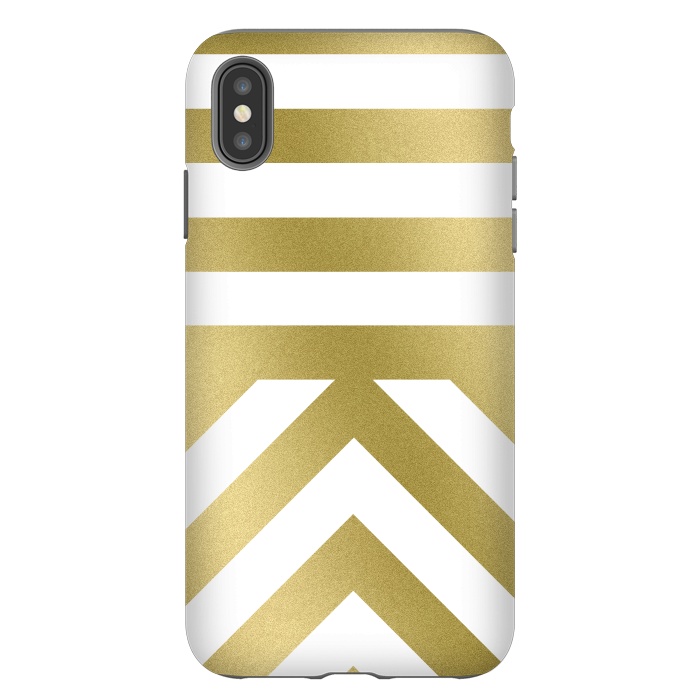 iPhone Xs Max StrongFit Gold Chevron Stripes by Caitlin Workman