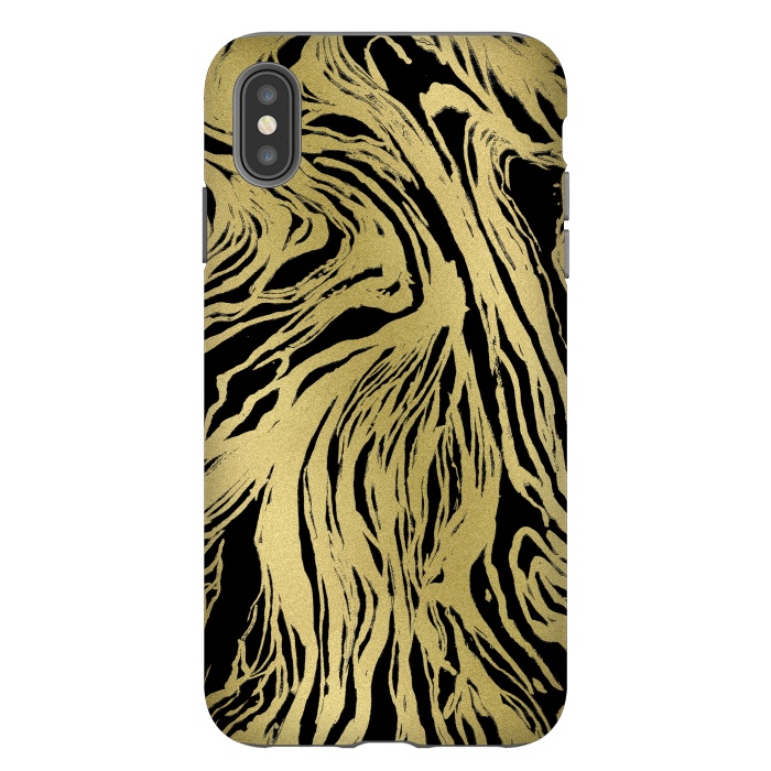 iPhone Xs Max StrongFit Black and Gold Marble by Caitlin Workman