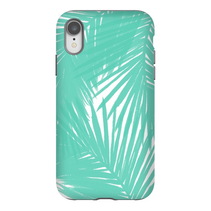 iPhone Xr StrongFit Palms Teal by Caitlin Workman