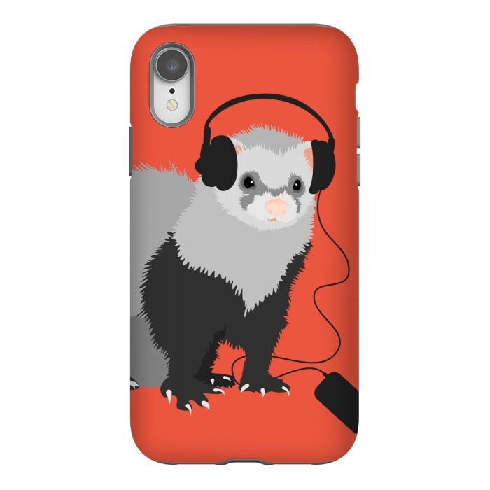 iPhone Xr StrongFit Funny Music Lover Ferret by Boriana Giormova