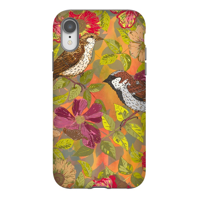 iPhone Xr StrongFit Sparrow and Wild Rose by Lotti Brown