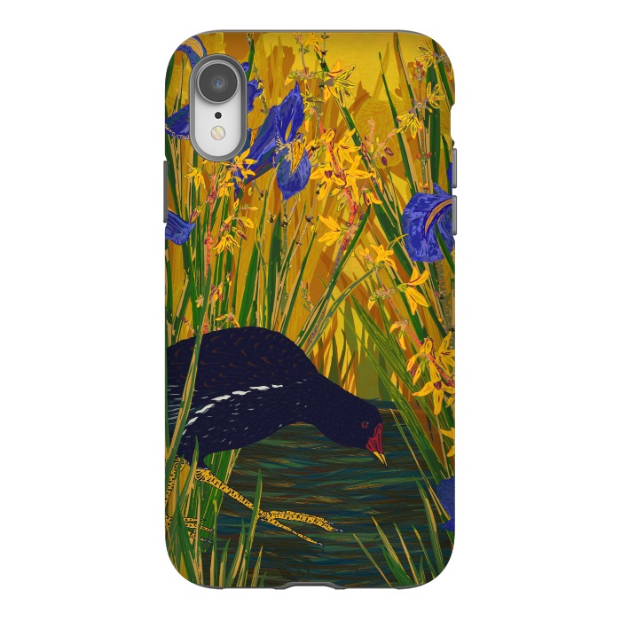 iPhone Xr StrongFit Moorhen and Iris by Lotti Brown