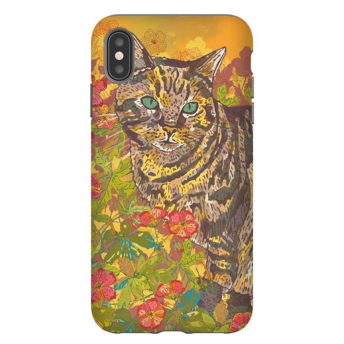 iPhone Xs Max StrongFit Tabby Cat in Geraniums by Lotti Brown