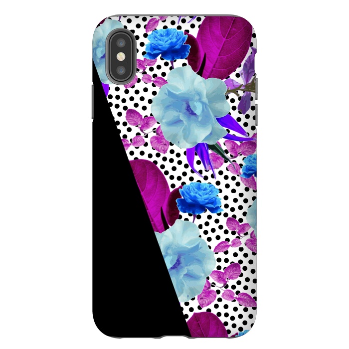 iPhone Xs Max StrongFit Dark Polka Florals (Blue-Purple) by Zala Farah