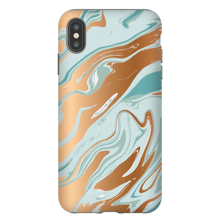 iPhone Xs Max StrongFit Liquid Green Marble and Gold 006 by Jelena Obradovic